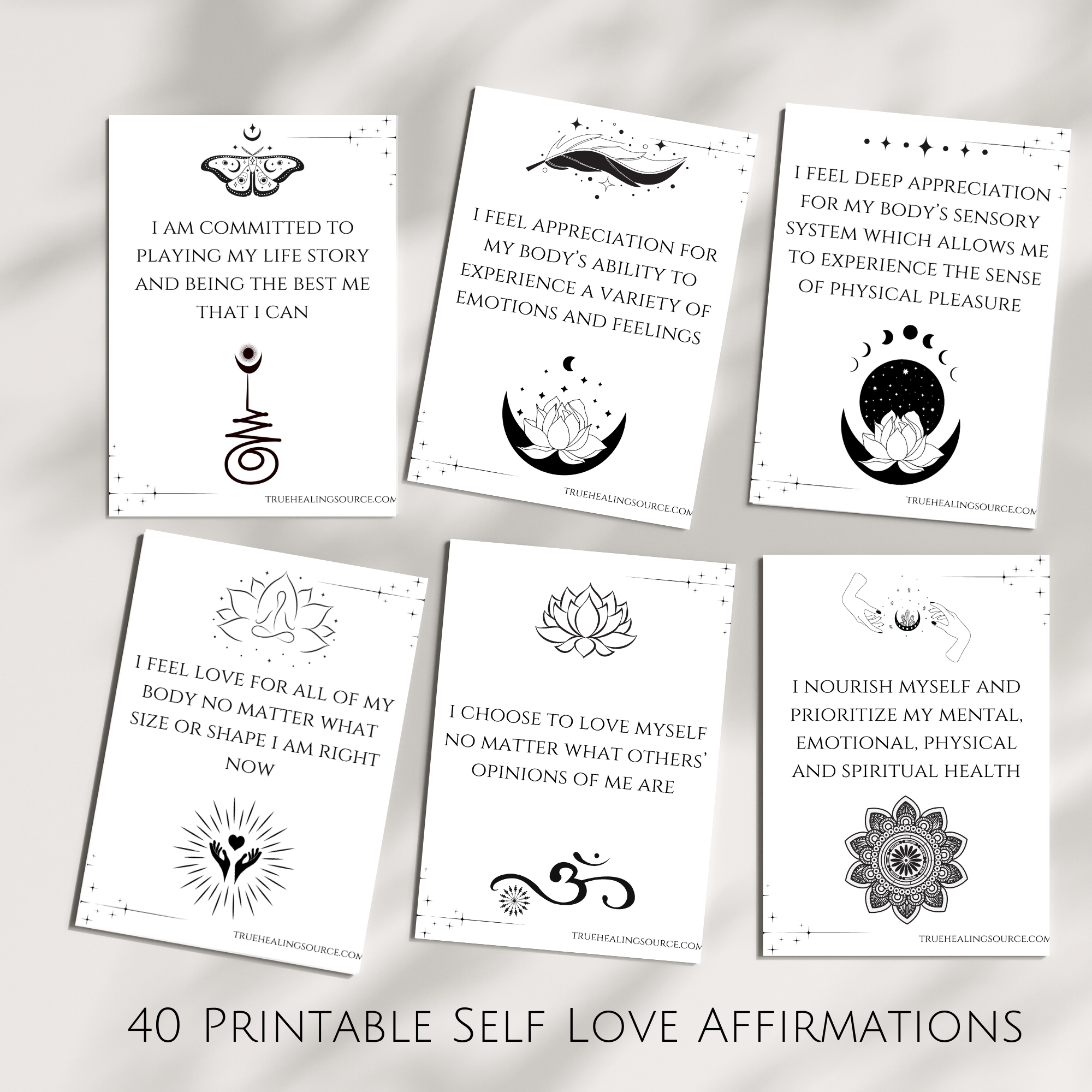 Printable Self Love Mantra Card Deck for Daily Inspiration